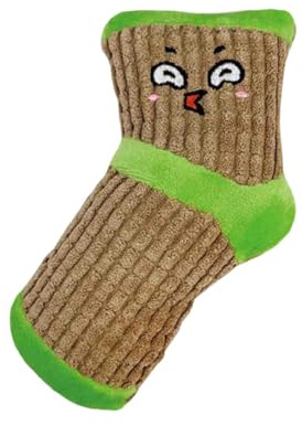 F Fityle Giocattolo per Cani Che squittisce, Divertente, Robusto, interattivo, per tenerli occupati, Creativo, Giocattolo da mordere, calzino Imbottito, Regalo, Marrone Verde