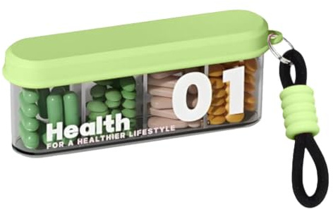 Pillerlåda – kompakt organisatör för medicinförvaring av ABS-PC | bärbar medicinbehållare | Dagligt piller-organisatörfodral | kompakt resemedicin låda för vitamintabletter, mat