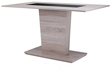 byLIVING Säulentisch Vienna/Moderner Küchentisch in Eiche-Optik, Einlage schwarz oder weiß montierbar/Kleiner Esstisch/B 110, H 75, T 70 cm