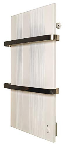 Finesa Badheizkörper elektrisch mit Thermostat – Design Badheizkörper Paneel flach – 1000x548 mm | 750 W – elektrischer Handtuchheizkörper Bad – energiesparend – 5 Jahre Garantie – Weiß