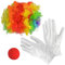 Clown Kostüm Perücke Nase und Handschuhe für Karneval Weihnachten Helloween Party Dress Up