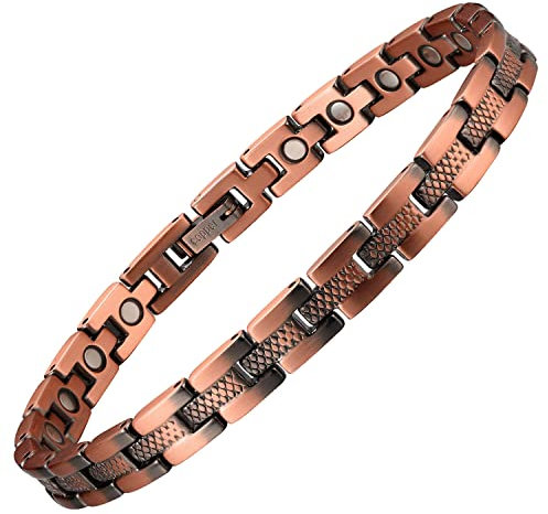 MagEnergy Magnetisches Armband aus reinem Kupfer für Damen, mit 3500 Gauss-Magneten, 21,3 cm, verstellbar, Schmuck, Geschenke für Liebhaber, Mutter, Tochter zum Jahrestag, Weihnachten, Erntedankfest,