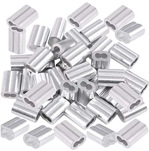 Swpeet 50 Stück 15/64 Zoll – 6 mm Aluminium-Crimpschlaufenhülsen für Drahtseile und Kabel oder alles, was sonst ein starkes Kabel erfordert.