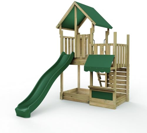 Rebo® Modular Wooden Climbing Frame Adventure Playset - M3 / M4 | OutdoorToys | Kids' Outdoor Wooden Garden Play Equipment, Children's Jungle Gym