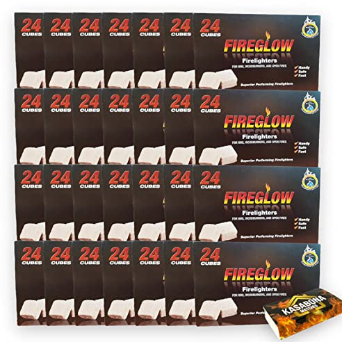 Fireglow Firelighters Bulk Pack - Hotspot Burners for BBQ, Coal & Wood with KasaBona Safety Matches - 672 Firelighters