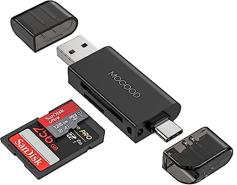 MOGOOD Lettore di Schede SD/TF, 480Mbps Tipo C e Lettore di Schede USB 2.0, Adattatore TF, Supporta SD/Micro SD/SDHC/SDCC/MMC