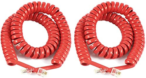 XYWHPGV 2pcs RJ9 4P4C Extensible Enroulé Téléphone Téléphone Combiné Ligne Câble Rouge 2.5m 8.2ft(b1c5b d1483 59a4a 615de 02105 8c570