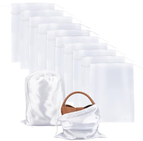 NBEADS 12 Pcs Sacs à Poussière en Satin, Sacs à Cordon Rectangulaires Sac de Rangement de Petite Taille Sac de Rangement Blanc pour L'emballage des Sacs à Main, des Chaussures et des Bottes