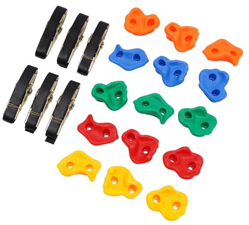 CuCummoo Fünf Farben Klettergriffe, 15 Klettergriffe in verschiedenen Größen für Kinder belastbar bis 100 kg, Klettergriffe für Felswände, zum Klettern und für körperliche Übungen