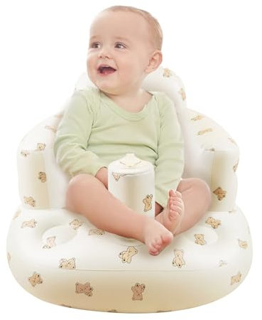 CHANCCI Portable Baby Shower Seat - Inflatable Support Seat For Sitting, Blow Up Chair With Built-in Air Pump, Suitable For Babies 3-36 Months