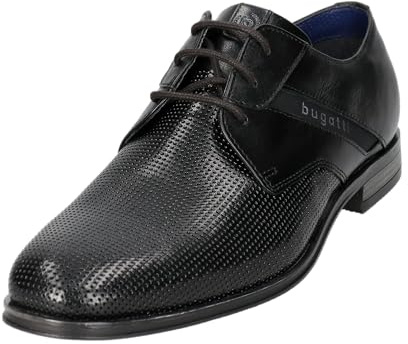 bugatti Zapatos de negocios para hombre, con cordones, Negro 1000, 43 EU