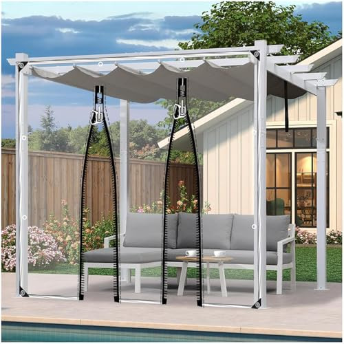 Xrdbfd Transparent PVC Tarpaulin with Zipper Door, Outdoor Tarp Curtains, Clear Tarpaulin Side Panels for Pergola Garden Garage, 420g/m² Heavy Duty Waterproof Tarpaulin,WxH-3.2x3.5m/10.5 * 11.5ft