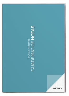 ADDITIO - Cuaderno Notas para el profesorado | Planificación del curso (4 meses vista) | Evaluación continua | Papel ecológico | Tamaño A4 | Español | Azul Claro