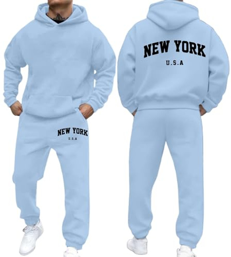 YOSUWOAI Tuta da allenamento uomo cotone tuta sportiva 2 pezzi felpa con cappuccio e pantaloni da jogging set caldo comodo abbigliamento sportivo largo tuta da jogging maniche lunghe felpa con