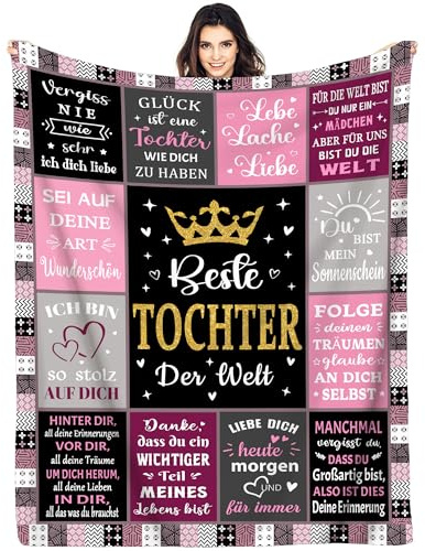Coperta personalizzata regalo a mia figlia, 150 × 200 cm, coperta per figlia, regalo di mamma e papà, per compleanno, Natale, genitori per figlie, morbida coperta in flanella