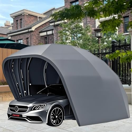 Garage semi-automatico retrattile, in acciaio inox, per esterni, pieghevole, con teli parasole, tenda portatile per auto, parcheggio, cortile, giardino