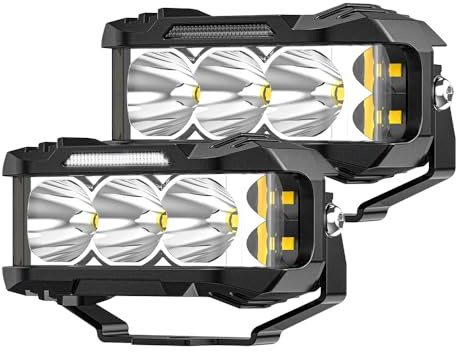 CO LIGHT 4 LED Arbeitsscheinwerfer Mit Seitenbeleuchtung 12V 24V 35W 12000LM, LED Zusatzscheinwerfer Auto, Weiß Lightbar Mit DRL Für Offroad LWK UTV ATV Motorrad Traktor