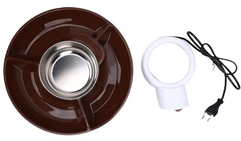 Haofy Olla Eléctrica para Fondue de Chocolate, Fundidor de Chocolate de Acero Inoxidable de Grado Alimenticio con Bandeja Desmontable de Capacidad de 10 Onzas para Uso en Fiestas (Enchufe europeo