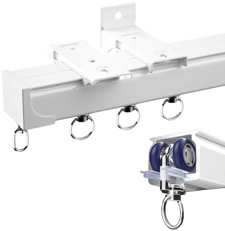 Lyxigt aluminiumgardinspårkit för tak, justerbar 100–600 cm skjutstång, vägg- eller takmontering, perfekt för inomhusbruk, gardintillbehör, enkel installation