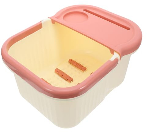 VALICLUD Bac à Pédicure Petit Format Beige Semi-Ouvert en Plastique Bain de Pieds Massage Acupression Conservation Chaleur Longue Durée pour Soins à Domicile en Hiver