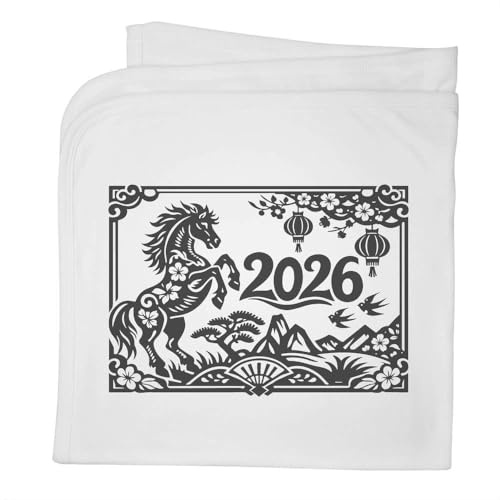 Azeeda '2026 Year of the Horse' Baby Blanket - White (BY00048900)
