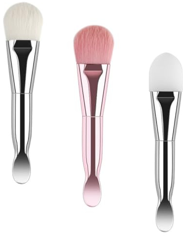 SEWACC Set de 3 Cepillos para Mascarilla Facial de Silicona y Fibra Doble Cabezal, Portátil y Resistente, Adecuado para Cuidado Facial y Manualidades DIY