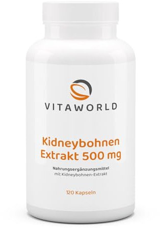 3er Pack Vita World Kidney Bohnen Extrakt 500mg 360 Kapseln mit Wirkstoff Phaseolin Apotheker-Herstellung - Vegan