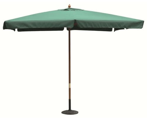 milani home - Ombrellone Da Giardino 3x3 Palo Centrale In Legno Per Esterno Telo Verde Scuro Ristorante Gelateria Bar Hotel Albergo