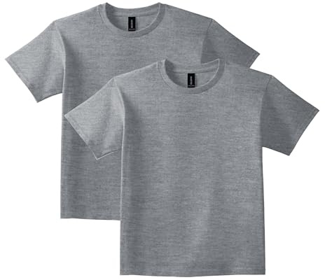 Gildan Youth Ultra Cotton T-Shirt, Style G2000B, 2-Pack, Sport Grey, Large