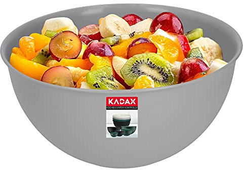 KADAX Bol en plastique, saladier, bol mélangeur empilable, bol de cuisine, bol de service rond pour cuisine, salade, pâte, bol de cuisson, bol de préparation (0,5 L, gris)