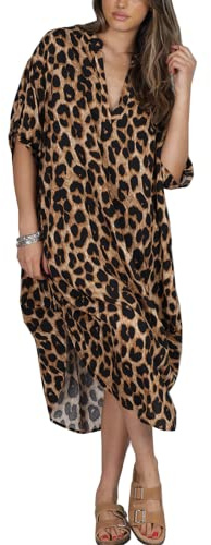L-Peach Camisón con Estampado étnico para Mujer Ropa de Casa Vestido de Playa Kimono Maxi Caftán Encubrimientos de Gran tamaño