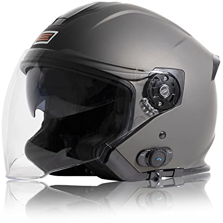 ORIGINE Casco Moto Jet Bluetooth Omologato ECE con Doppia Visiera