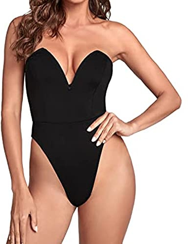 TOEECY Body Femme sans Manche Bustier Bodysuit Sculptant Forme Coeur Top String Shapewear Gainant Élégant Bodys Moulant Confortable Soirée Courte Basique