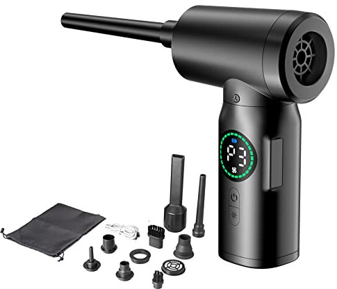 Staubgebläse Elektrische Druckluftspray,Rawrr PC Reinigungsset Druckluft mit LCD-Display 3 Geschwindigkeit bis 100000 U/min 7500mAH Akku pc Reinigung druckluft für Laptop, Sofa, Auto, Bürogeräte