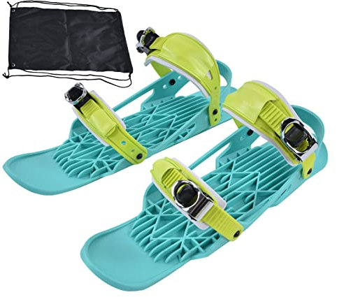 Serlium 1 Paar Mini-Ski-Skates, Tragbare, Verstellbare Snowboard-Schuhe Für Aufregende Outdoor-Skisportarten in Leuchtendem Grün