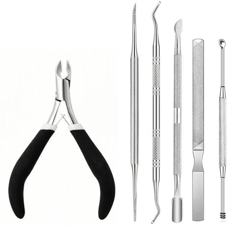 6 Stück Hautscheren Nagelknipser Falsche Nagelspitzen Scherer Nagelhaut Trimmer Zange mit Nagelhaut Schieber Nagelhaut Entferner, Edelstahl Nagel Maniküre Set (6 Stück Set)