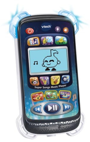 VTech Super Songs Music Player, Interactive Music Player with 10 songs, included headphones, 4 music genres, 2 modes & 3 musical games, for Toddlers 3, 4, 5 + years, English Version
