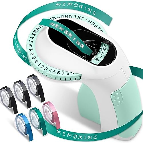 Hanabitx Embossing Label Maker E975 Macchina Stampante per Etichette A Rilievo 3D con 6 Rotoli di Nastro A Rilievo, Rilievo Manuale Riutilizzabile Verde.