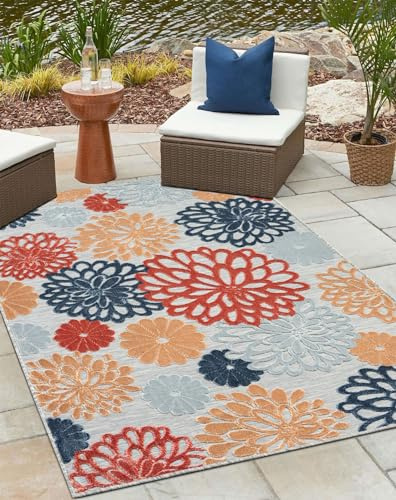 MY-RUG Outdoor Teppich wetterfest 200 x 300 cm, UV beständig & robust für Garten Terrasse, Balkon Küche & Wohnzimmer, kurzflor waschbarer Wohnzimmerteppich, Bramble