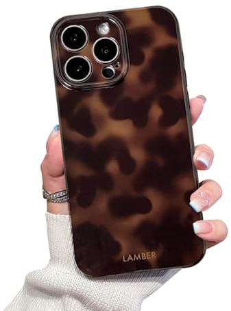 XQAGU Cute Phone Case for iPhone 16 Pro Case Amber Leopard Full Camera Protective Slim Shockproof Aesthetic-Brown Amber