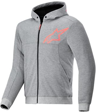 Alpinestars Chrome V2 Sport Felpa con cappuccio e zip da moto, grigio/rosso, XL
