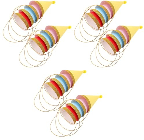 Hemobllo 24pezzi Cappelli da Festa per Ragazzo Ragazza Cono con Dorato e Pompon Cappellini di Carta per Compleanno Decorazioni e Forniture per Eventi Festivi