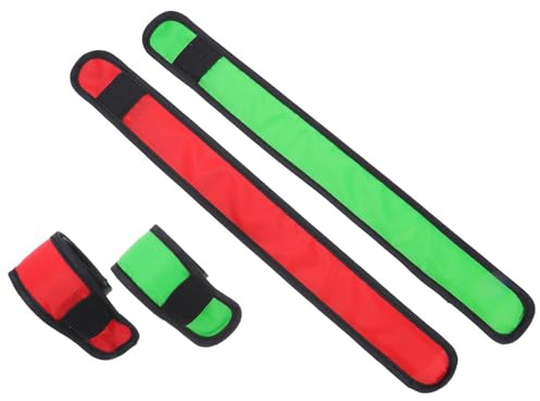 GLEAVI 4piezas Correas de Compresión LED para Caballos Vendajes de Tobillo para Montar Correas de Tela Luz para Piernas de Caballo Protección para Deportes Ecuestres Rojas y Verdes
