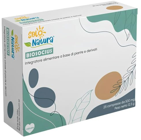 Solo Natura Integratore per Raffreddore Tosse Digestione e Vie Urinarie BIOSOCIUS. Idrata Vie Respiratorie e Gola. Integratore Naturale Vegano, Senza Glutine nè Lattosio. 25 Compresse per Adulti.