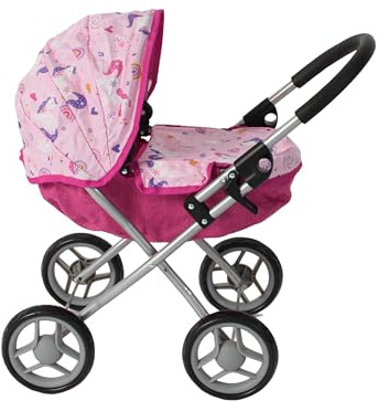 Bayer Chic 2000 - Passeggino per bambole Lilli, piccolo passeggino per le bambole più giovani, unicorno, rosa, 550-75