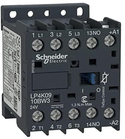 Schneider Electric, TeSys K contactor - 3P - AC-3 <= 440 V 9 A - 1 NO aux. - 24 V DC coil, LP4K0910BW3
