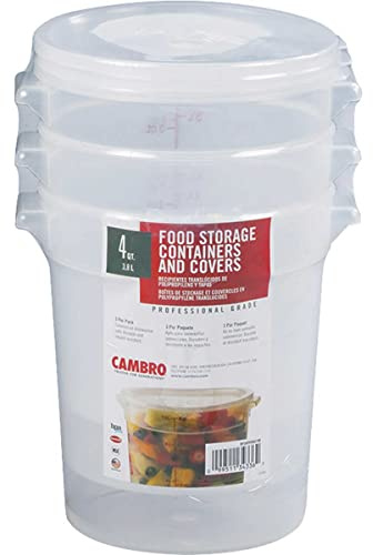 Cambro RFS4PPSW3190 4-Quart Round Food-Storage Container with Lid, Set of 3