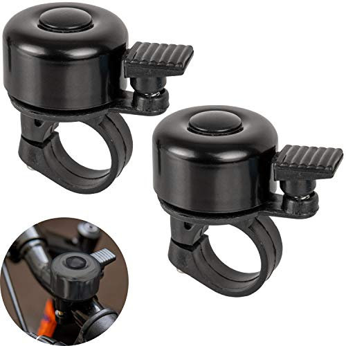 Cykelklocka i 2-Pack, Högljudd ringklocka till Ø 21 mm - Ø 25 mm styre, Med skruvar för fixering, Klar klocka för cyklar, universellt cykelhorn i många färger, Mountainbike, Barncykel, BMX