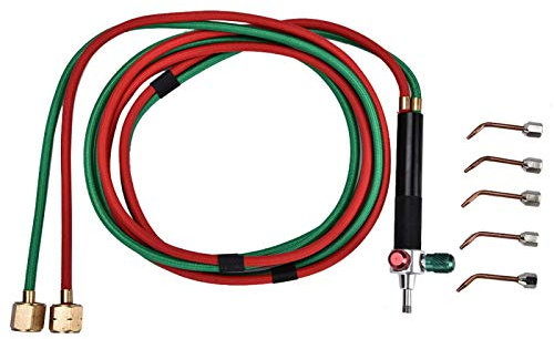 DAUERHAFT Schweißbrenner-Werkzeug-Flammenpistole mit 5 Spitzen, Mini-Gas-Brennerschweißen, Schmuck-Sauerstoffbrenner, Schmuckverarbeitungsausrüstung Schweißpistole, Metallpulver-Sprühschweißbrenner