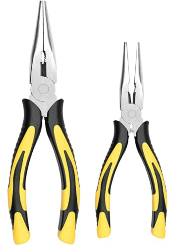 ZUZUAN Premium Long Needle Nose Pliers-6''&8'', Paper Clamp Precision, High Carbon Steel, Soft Grip with Wire Cutter, Long Nose Cutting Pliers for Home, Fishing, Jewelry, Crafts,2pcs